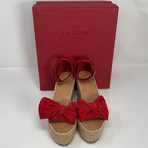 Valentino Garavani Red Wedge Sandals Size 40.5 US Size 10.5